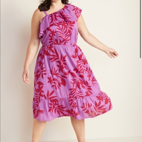Old Navy Dresses & Skirts - Waist-Defined Plus-Size One- Shoulder Dress New